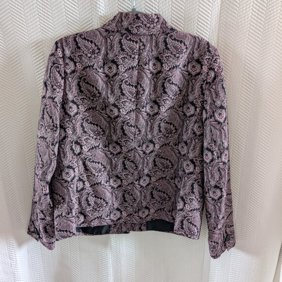 Liz Claiborne Purple Paisley Jacquard Blazer Snap Buttons Size Large Vintage - Picture 10 of 15